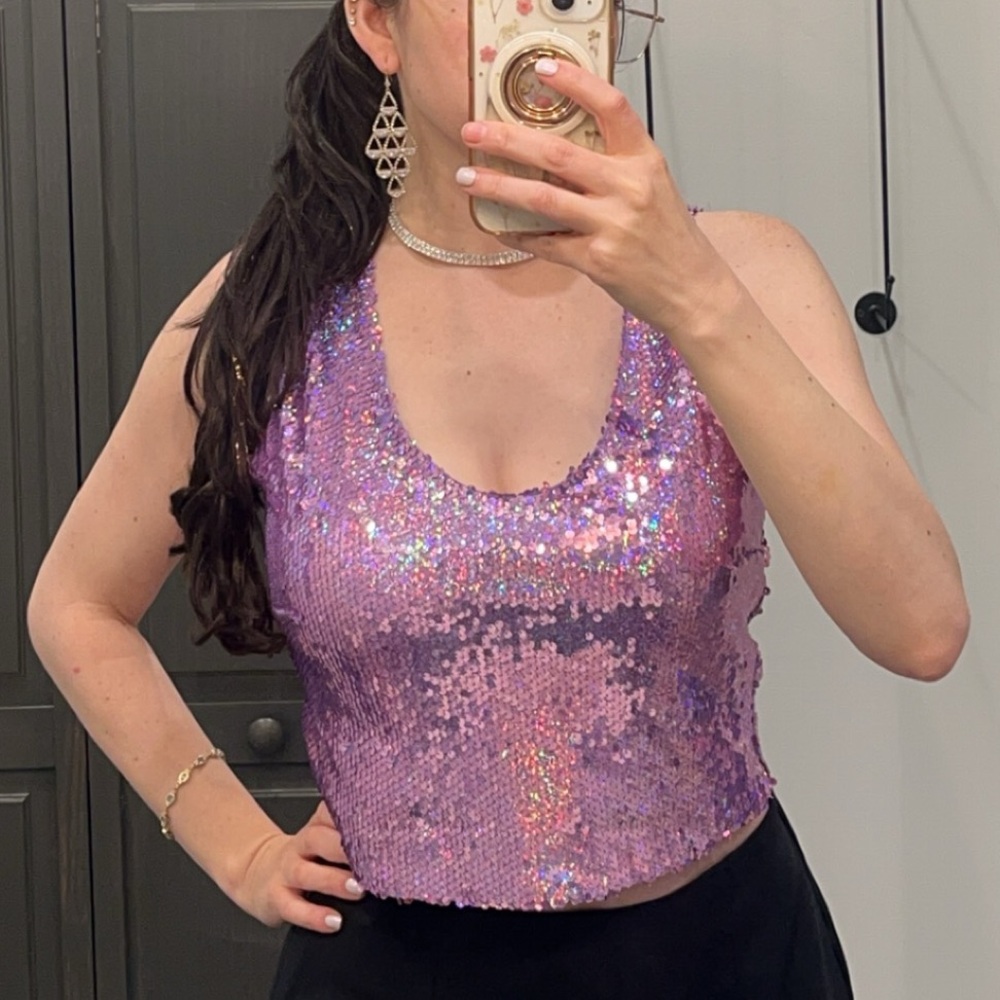 Purple Sequin Top Y2K